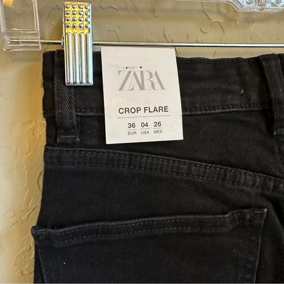 Zara black crop flare denim‎ jeans size 4 new with tags - Picture 4 of 6